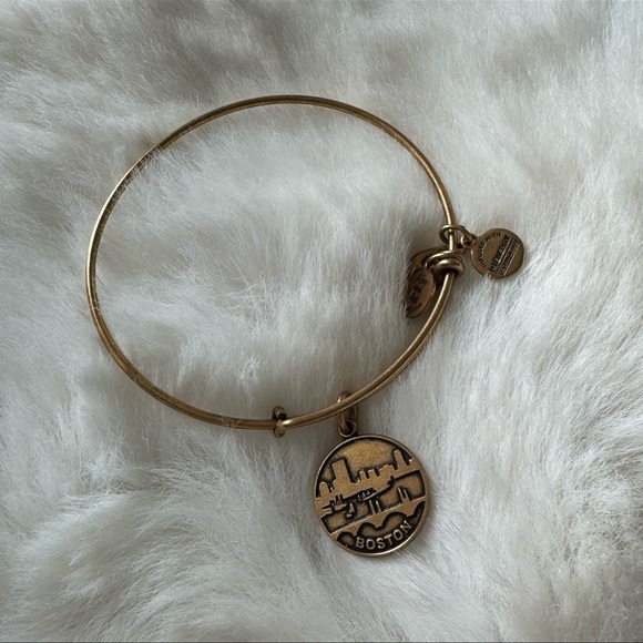 Alex and Ani Boston Skyline Charm Bangle Bracelet Gold Finish - Picture 3 of 3